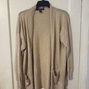 Gloria Vanderbilt Light Beige Open-Front Cardigan